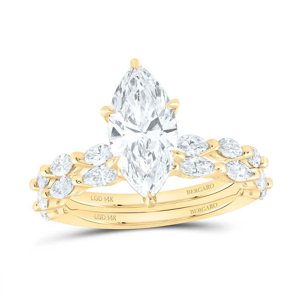 14K Yellow Or White Gold 3 Cttw Lab Grown Diamond 2 Cttw Center Marquise Bridal Set