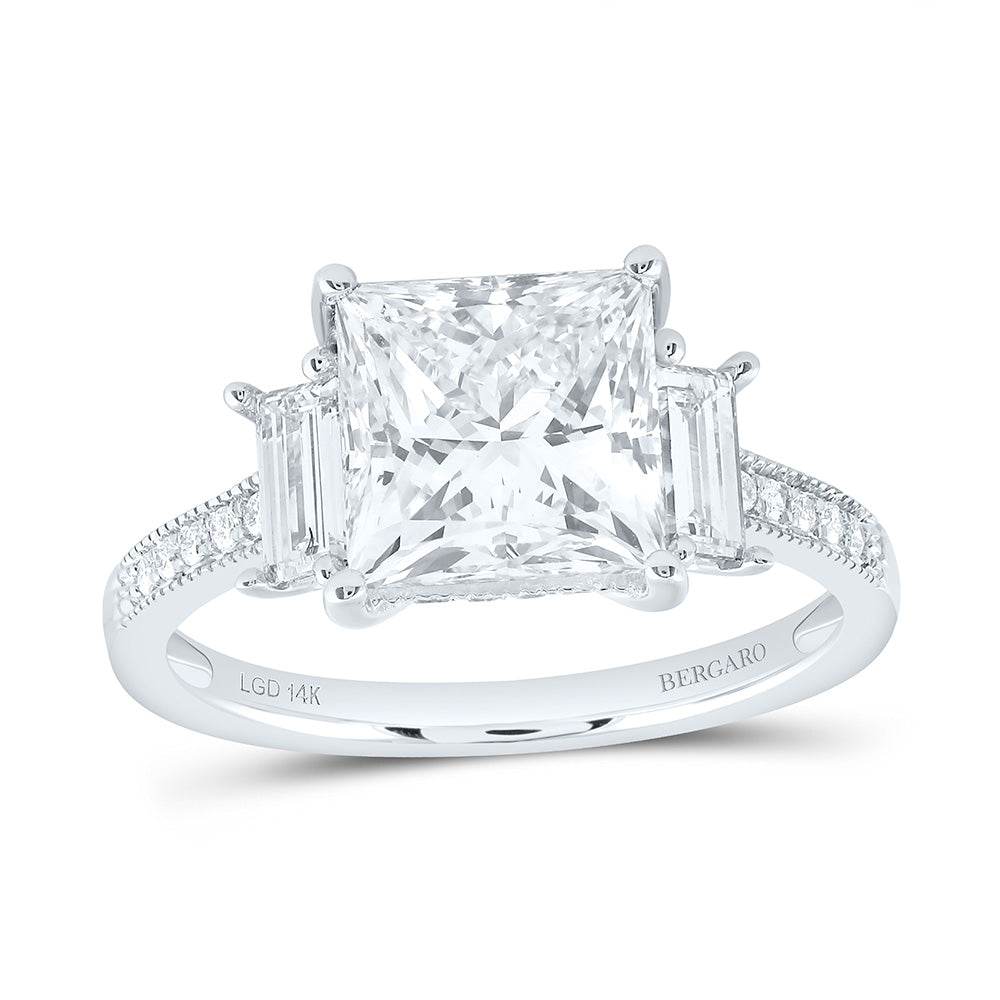 14K Yellow Or White Gold 3 1/2 Cttw Lab Grown Diamond 3 Cttw Center Princess Engagement Ring