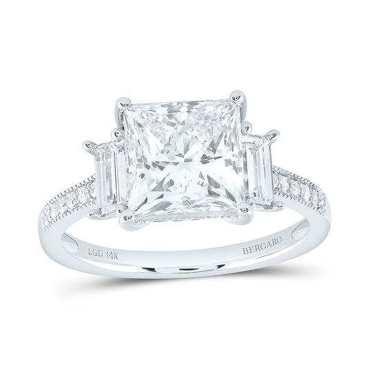 14K Yellow Or White Gold 3 1/2 Cttw Lab Grown Diamond 3 Cttw Center Princess Engagement Ring