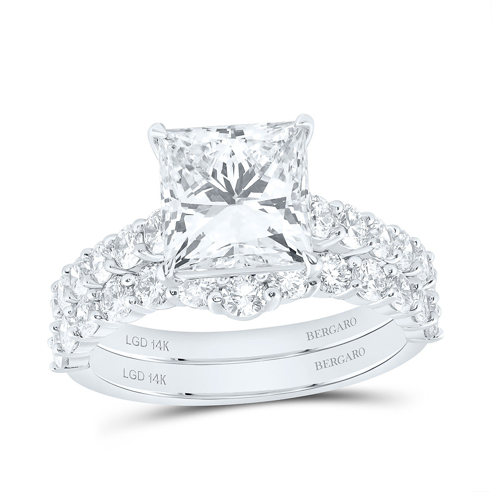 14K Yellow Or White Gold 4 5/8 Cttw Lab Grown Diamond 3 Cttw Center Princess Bridal Set