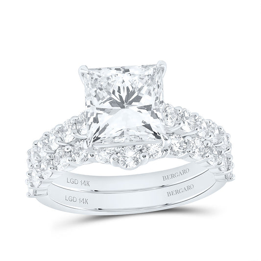 14K Yellow Or White Gold 4 5/8 Cttw Lab Grown Diamond 3 Cttw Center Princess Bridal Set