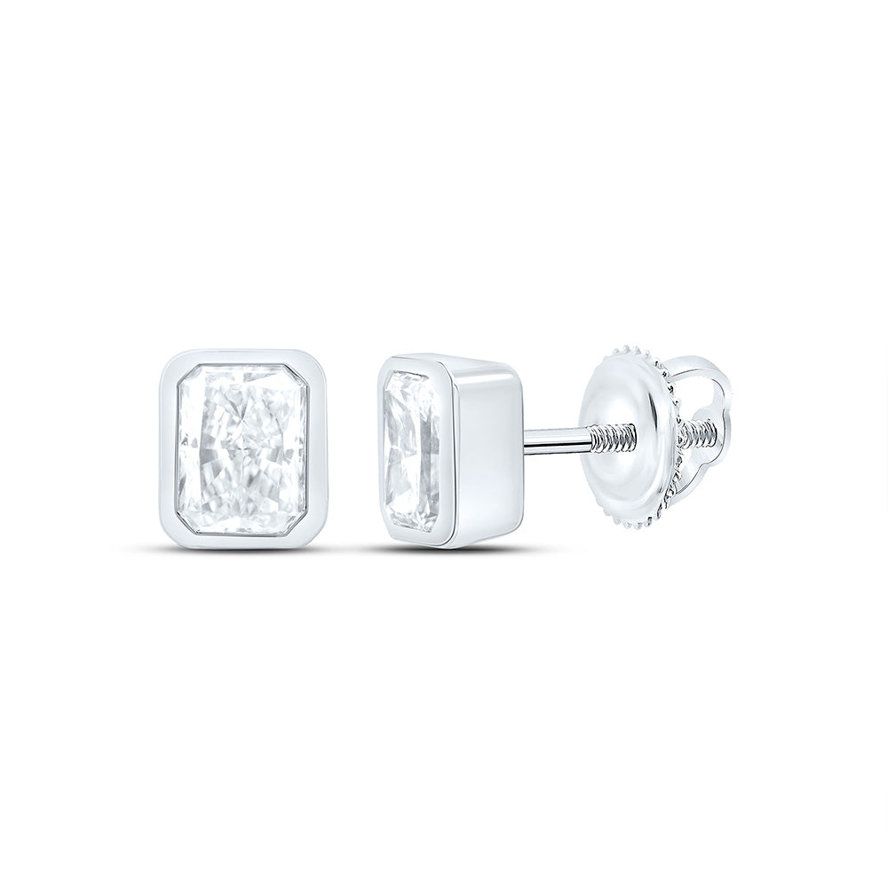 14K Yellow Or White Gold 1 Cttw Lab Grown Diamond Fashion Radiant Bezel Earring