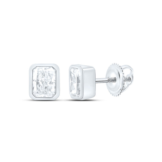 14K Yellow Or White Gold 1 Cttw Lab Grown Diamond Fashion Radiant Bezel Earring