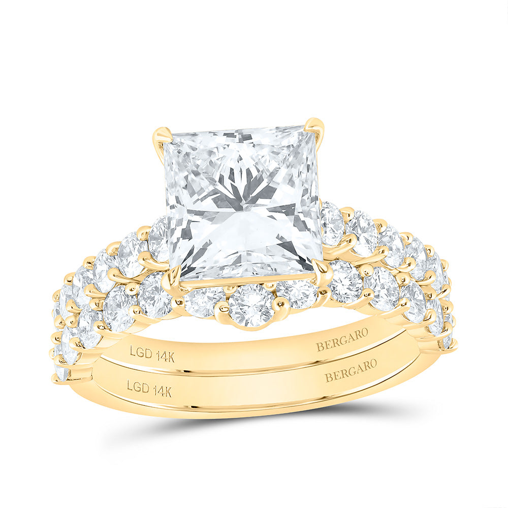 14K Yellow Or White Gold 4 5/8 Cttw Lab Grown Diamond 3 Cttw Center Princess Bridal Set