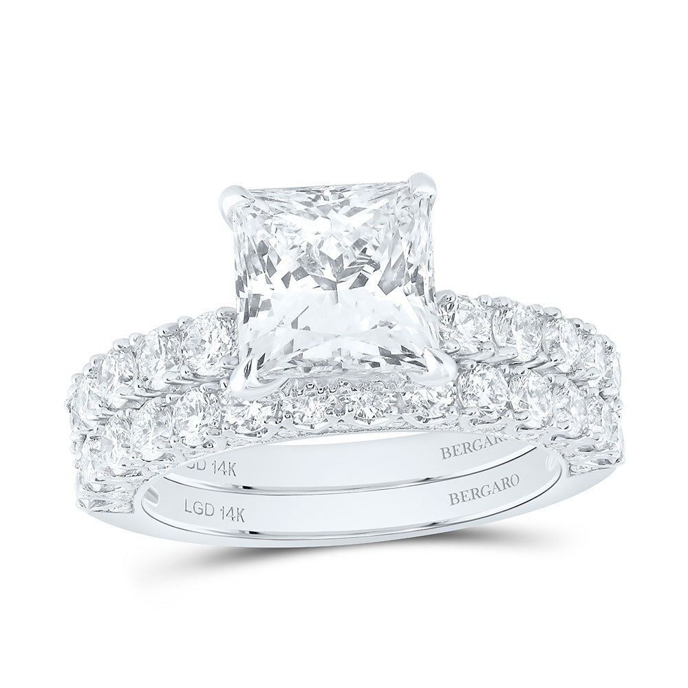 14K Yellow Or White Gold 5 Cttw Lab Grown Diamond 3 Cttw Center Princess Bridal Set