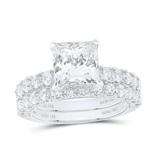 14K Yellow Or White Gold 5 Cttw Lab Grown Diamond 3 Cttw Center Princess Bridal Set