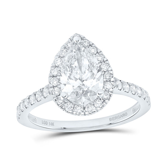 14K Yellow Or White Gold 2 Cttw Lab Grown Diamond 1 1/2 Cttw Center Pear Engagement Ring