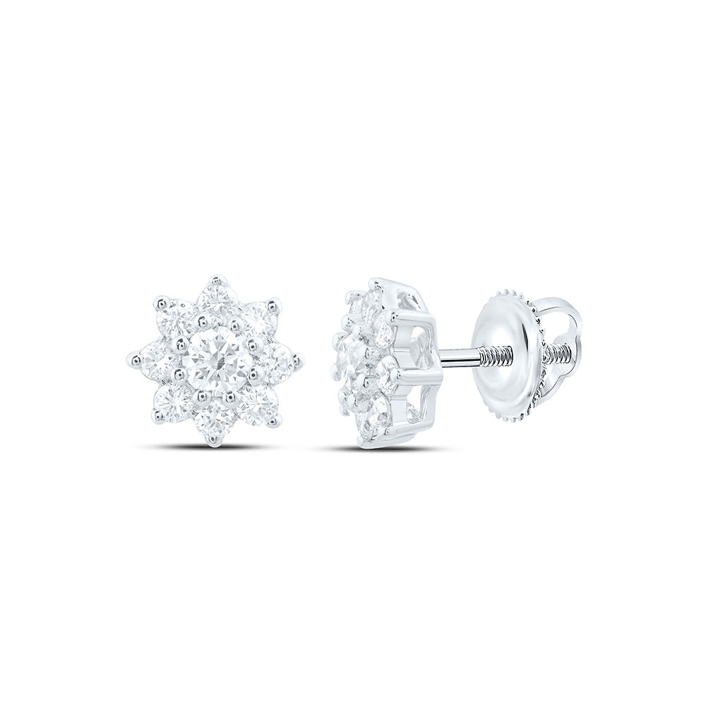 14K Yellow Or White Gold 1/2 Cttw Lab Grown Diamond Fashion Flower Earring