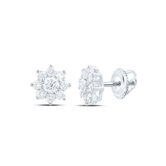 14K Yellow Or White Gold 1/2 Cttw Lab Grown Diamond Fashion Flower Earring