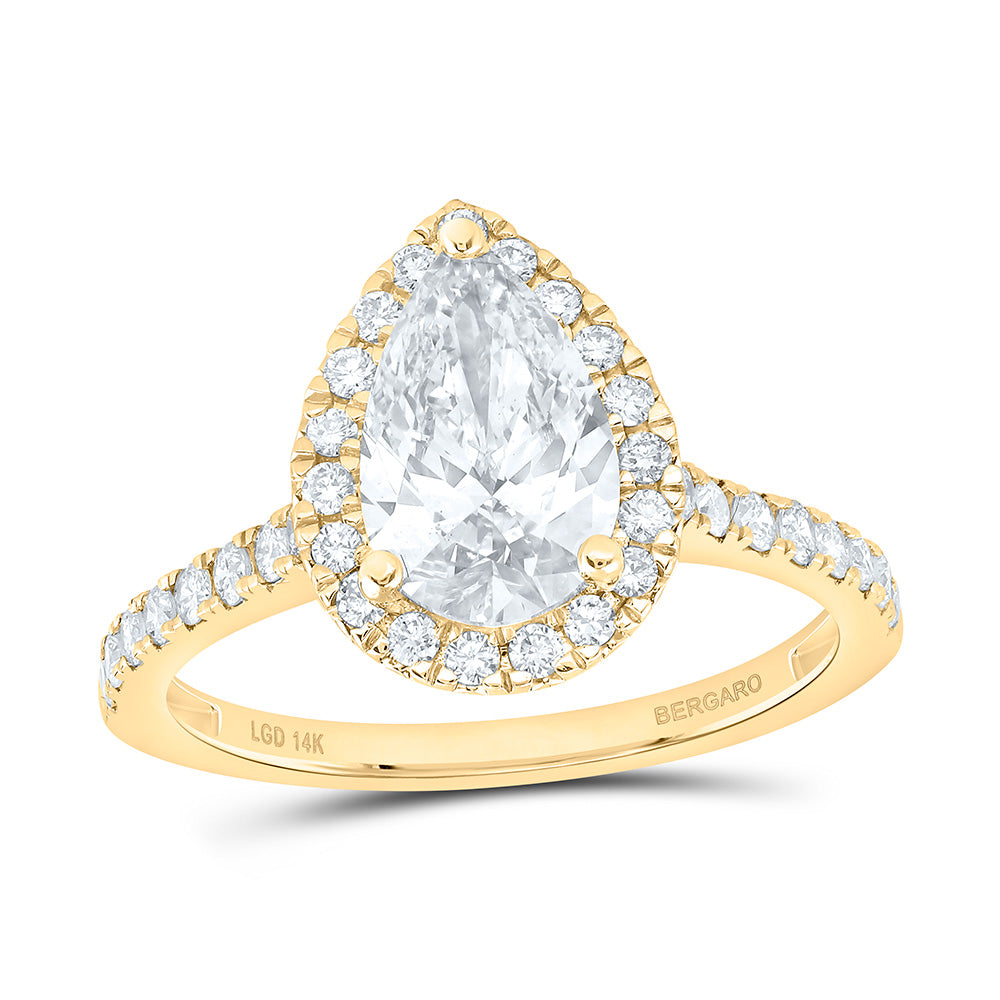 14K Yellow Or White Gold 2 Cttw Lab Grown Diamond 1 1/2 Cttw Center Pear Engagement Ring