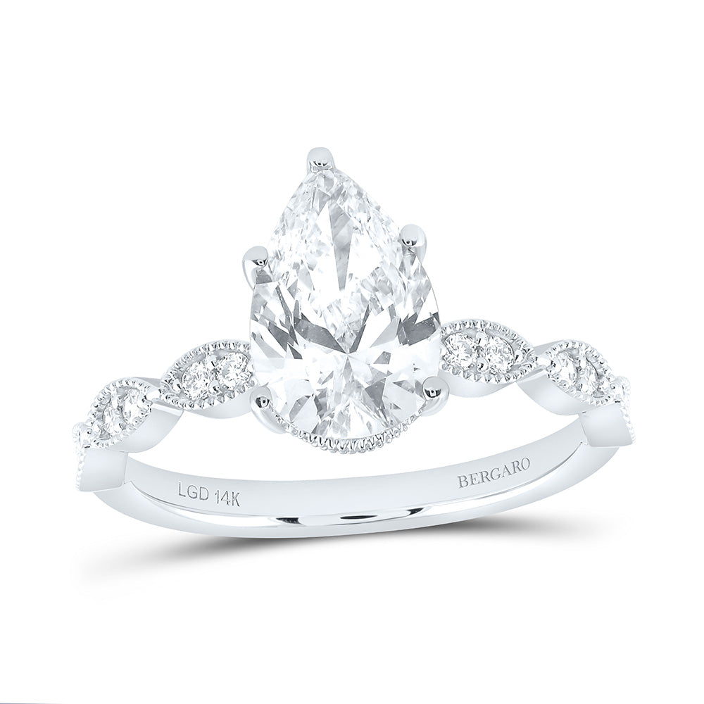 14K Yellow Or White Gold 2 1/3 Cttw Lab Grown Diamond 2 Cttw Center Pear Engagement Ring