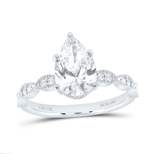 14K Yellow Or White Gold 2 1/3 Cttw Lab Grown Diamond 2 Cttw Center Pear Engagement Ring