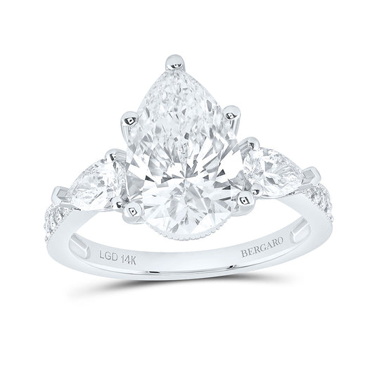 14K Yellow Or White Gold 3 3/4 Cttw Lab Grown Diamond 3 Cttw Center Pear Engagement Ring