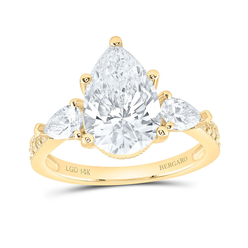 14K Yellow Or White Gold 3 3/4 Cttw Lab Grown Diamond 3 Cttw Center Pear Engagement Ring