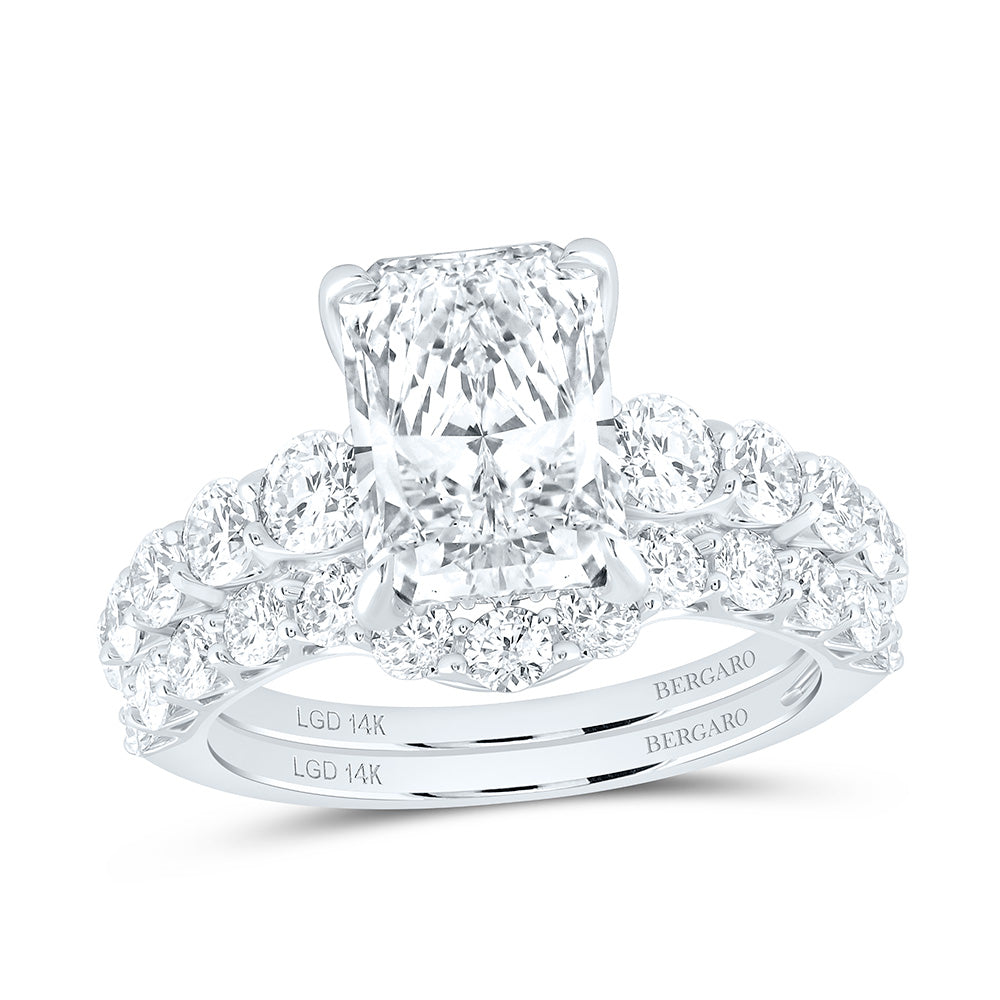 14K Yellow Or White Gold 5 Cttw Lab Grown Diamond 3 Cttw Center Radiant Bridal Set