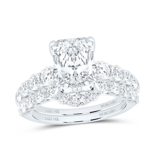 14K Yellow Or White Gold 5 Cttw Lab Grown Diamond 3 Cttw Center Radiant Bridal Set