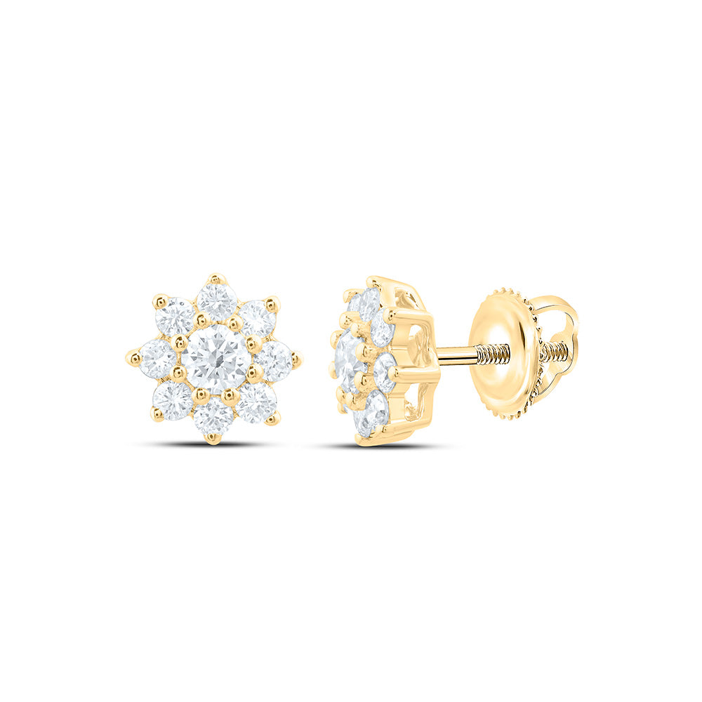 14K Yellow Or White Gold 1/2 Cttw Lab Grown Diamond Fashion Flower Earring