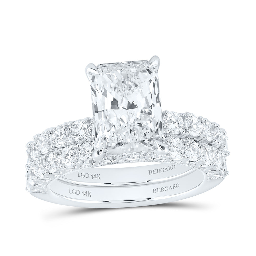 14K Yellow Or White Gold 5 Cttw Lab Grown Diamond 3 Cttw Center Radiant Bridal Set