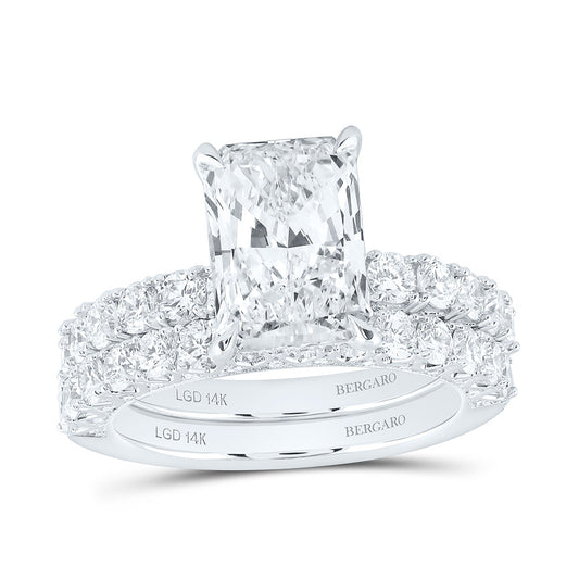 14K Yellow Or White Gold 5 Cttw Lab Grown Diamond 3 Cttw Center Radiant Bridal Set