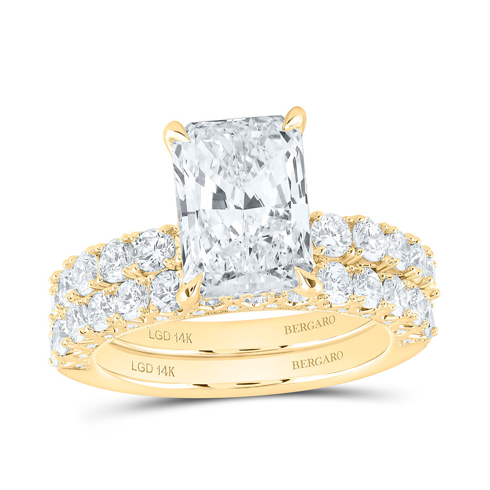 14K Yellow Or White Gold 5 Cttw Lab Grown Diamond 3 Cttw Center Radiant Bridal Set