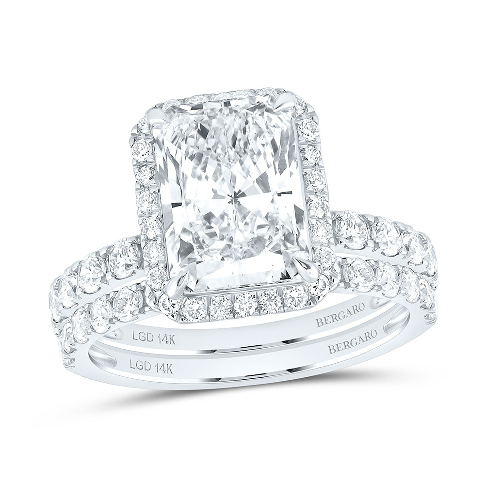 14K Yellow Or White Gold 4 1/2 Cttw Lab Grown Diamond 3 Cttw Center Radiant Bridal Set
