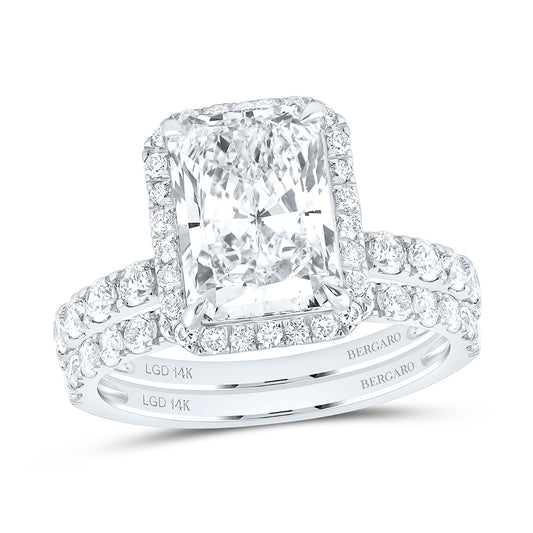 14K Yellow Or White Gold 4 1/2 Cttw Lab Grown Diamond 3 Cttw Center Radiant Bridal Set