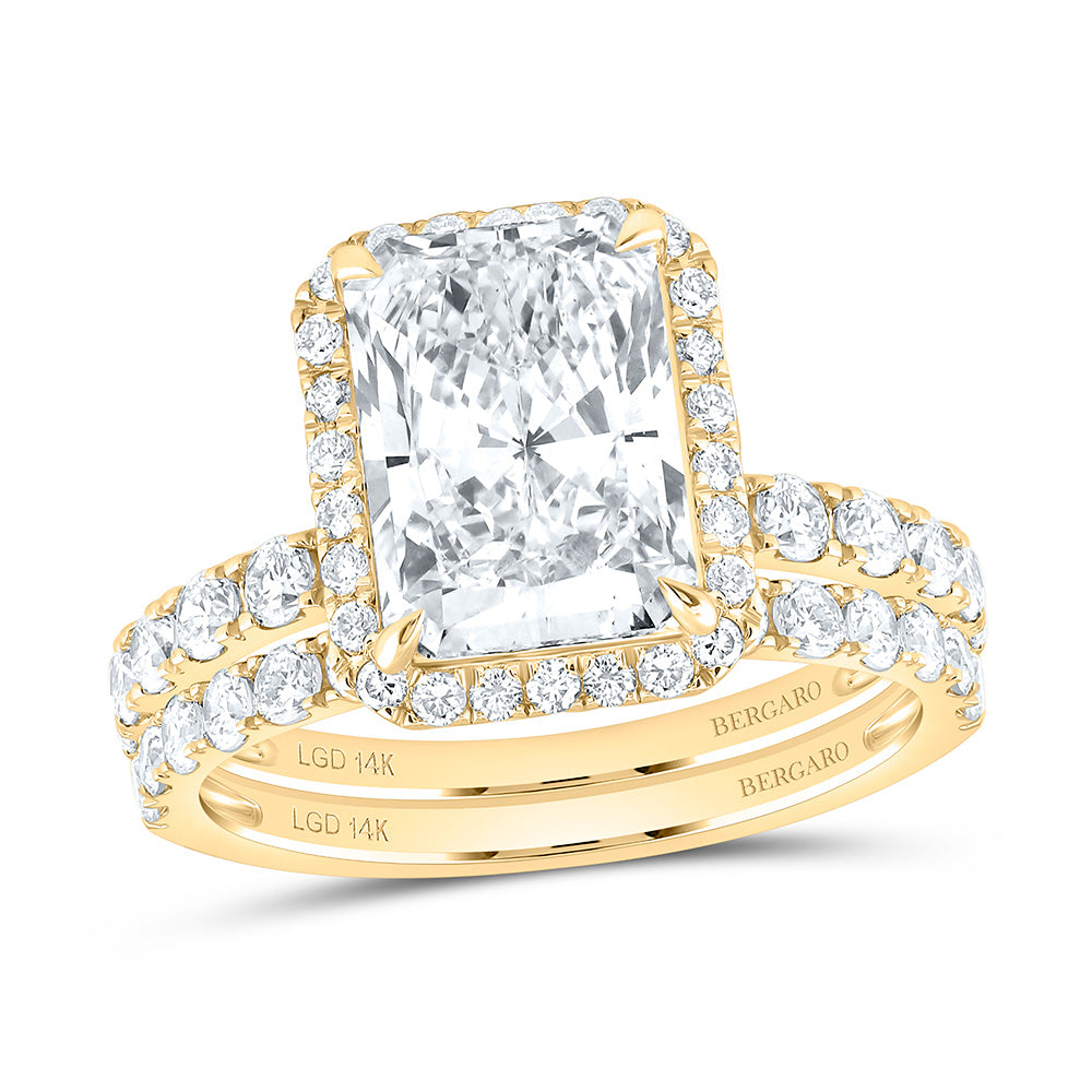14K Yellow Or White Gold 4 1/2 Cttw Lab Grown Diamond 3 Cttw Center Radiant Bridal Set
