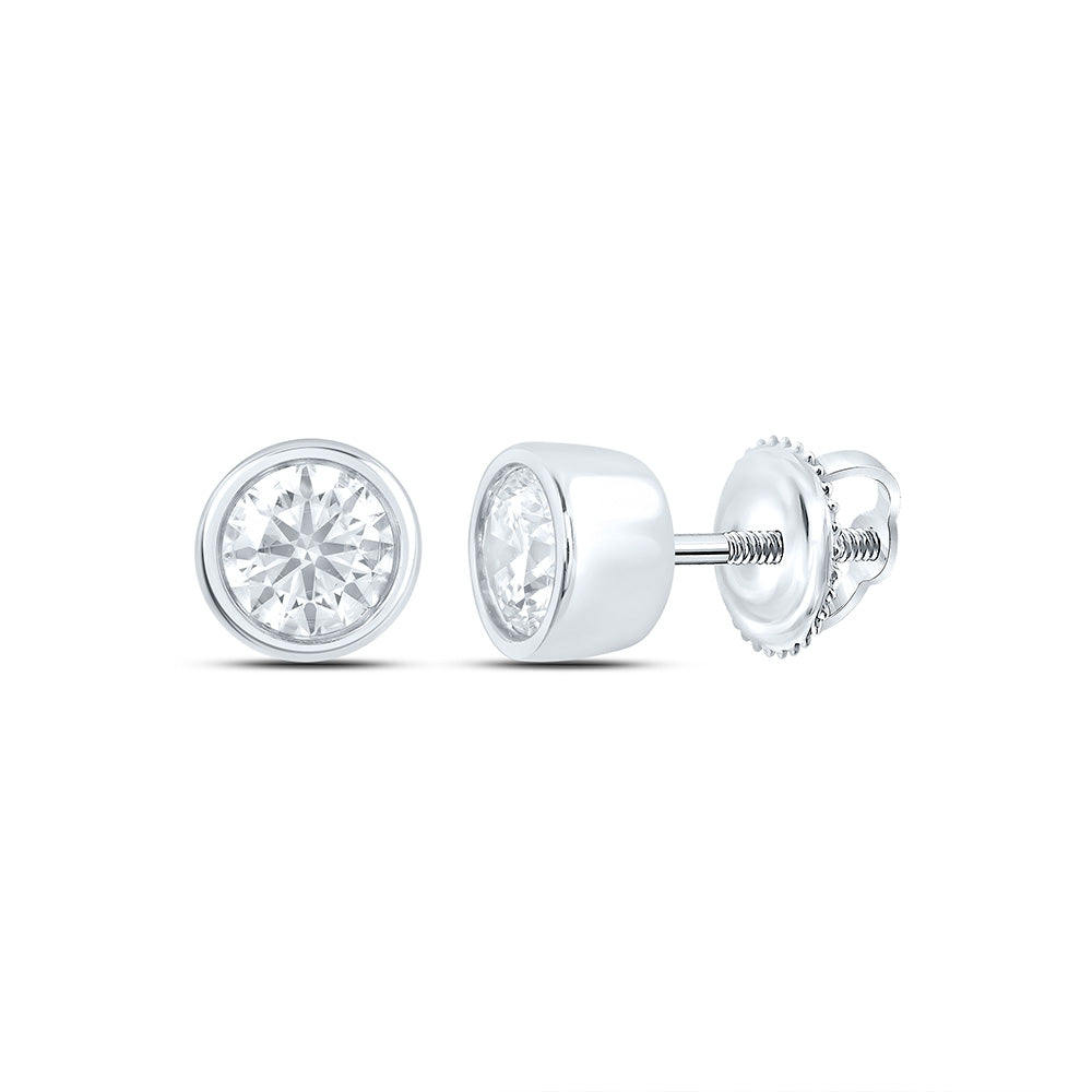 14K Yellow Or White Gold 1/2 Cttw Lab Grown Diamond Fashion Round Bezel Earring