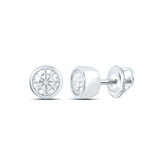 14K Yellow Or White Gold 1/2 Cttw Lab Grown Diamond Fashion Round Bezel Earring