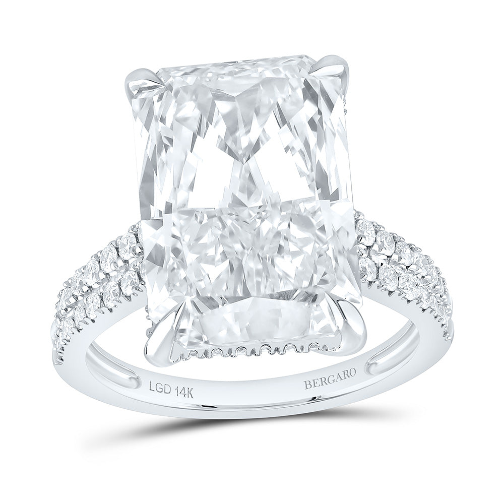 14K Yellow Or White Gold 10 1/2 Cttw Lab Grown Diamond 10 Cttw Center Radiant Engagement Ring