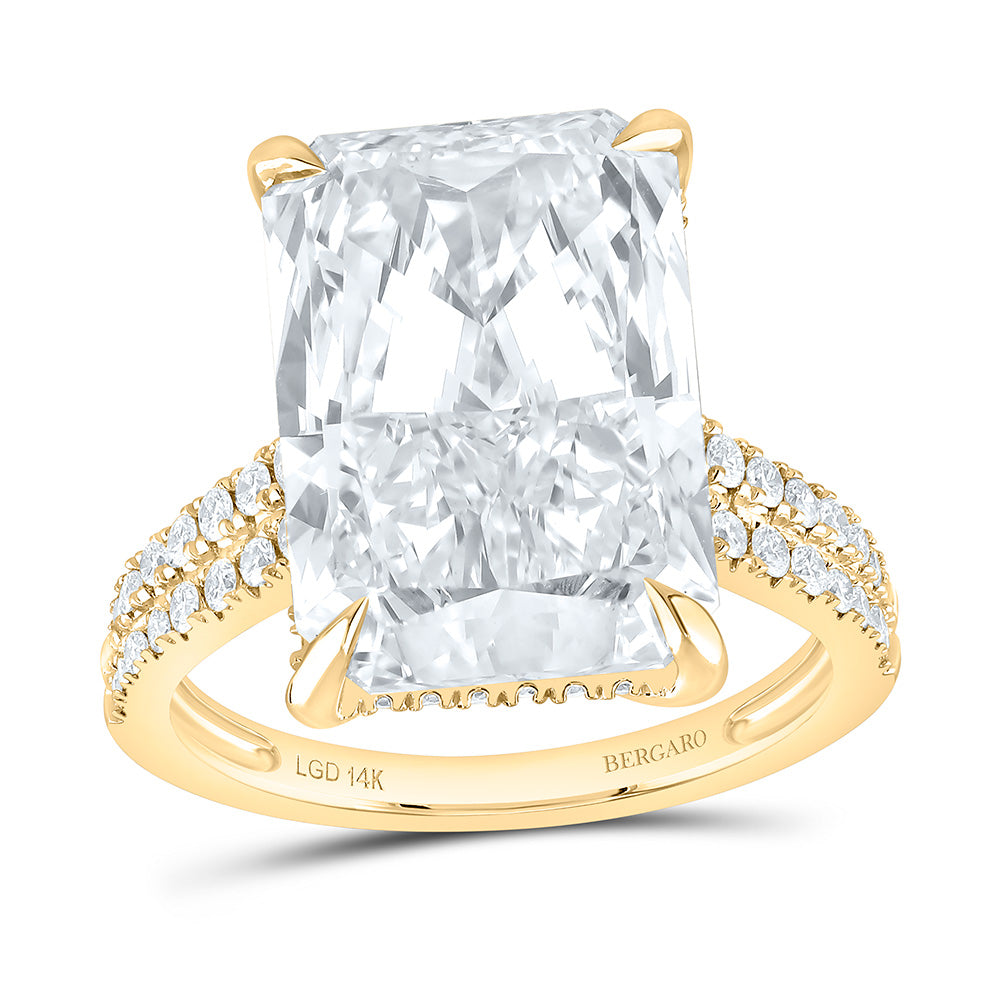 14K Yellow Or White Gold 10 1/2 Cttw Lab Grown Diamond 10 Cttw Center Radiant Engagement Ring