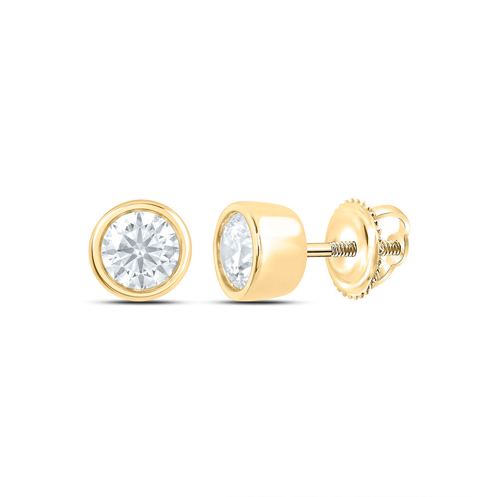 14K Yellow Or White Gold 1/2 Cttw Lab Grown Diamond Fashion Round Bezel Earring