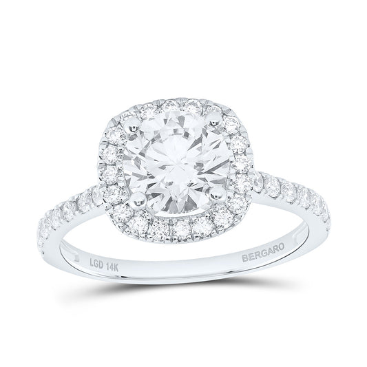 14K Yellow Or White Gold 2 Cttw Lab Grown Diamond  1 1/2 Cttw Center Round Cushion Engagement Ring