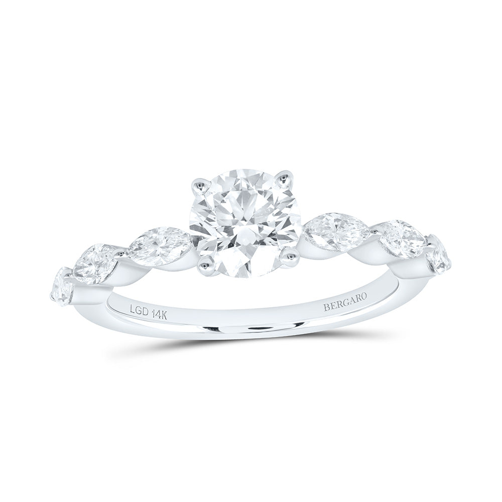 14K Yellow Or White Gold 1 1/2 Cttw Lab Grown Diamond 1 Cttw Center Round Engagement Ring