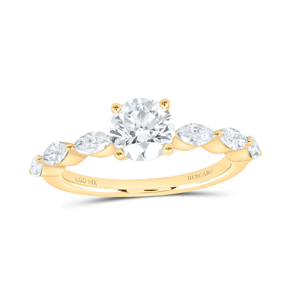 14K Yellow Or White Gold 1 1/2 Cttw Lab Grown Diamond 1 Cttw Center Round Engagement Ring