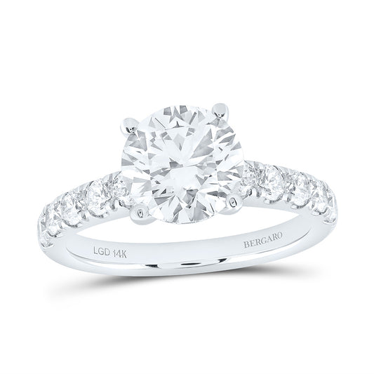 14K Yellow Or White Gold 3 1/3 Cttw Lab Grown Diamond 2 1/2 Cttw Center Round Engagement Ring