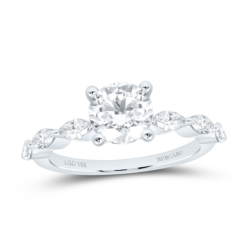14K Yellow Or White Gold 2 Cttw Lab Grown Diamond 1 1/2 Cttw Center Round Engagement Ring