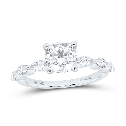 14K Yellow Or White Gold 2 Cttw Lab Grown Diamond 1 1/2 Cttw Center Round Engagement Ring