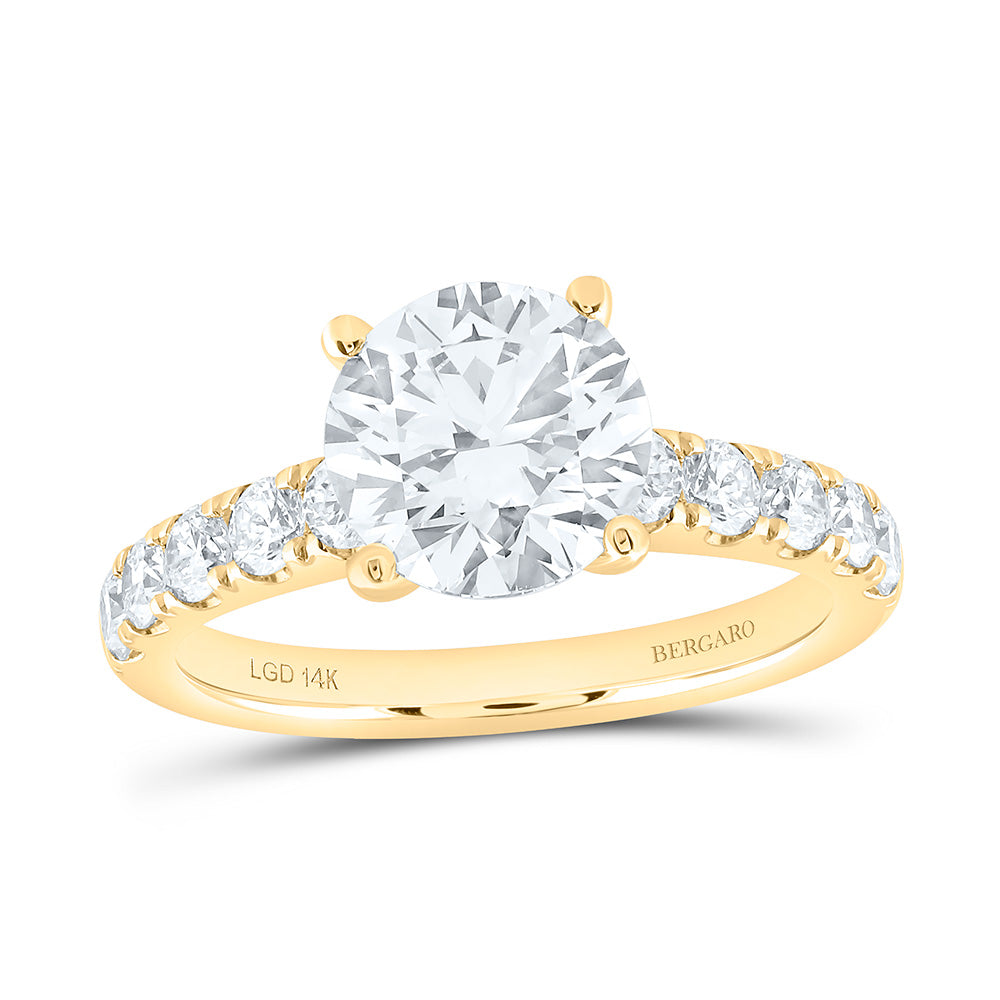 14K Yellow Or White Gold 3 1/3 Cttw Lab Grown Diamond 2 1/2 Cttw Center Round Engagement Ring