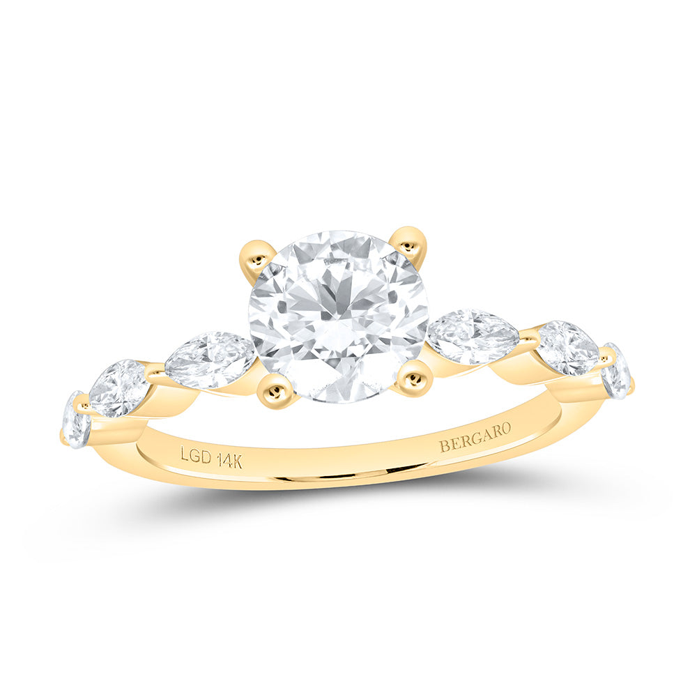 14K Yellow Or White Gold 2 Cttw Lab Grown Diamond 1 1/2 Cttw Center Round Engagement Ring