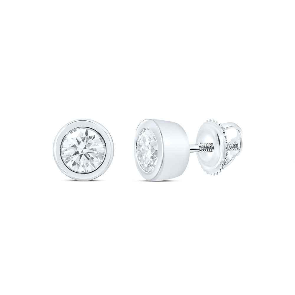 14K Yellow Or White Gold 1 Cttw Lab Grown Diamond Fashion Round Bezel Earring