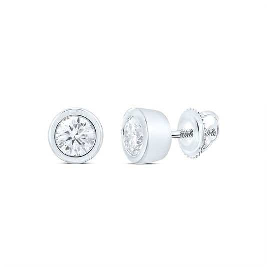 14K Yellow Or White Gold 1 Cttw Lab Grown Diamond Fashion Round Bezel Earring