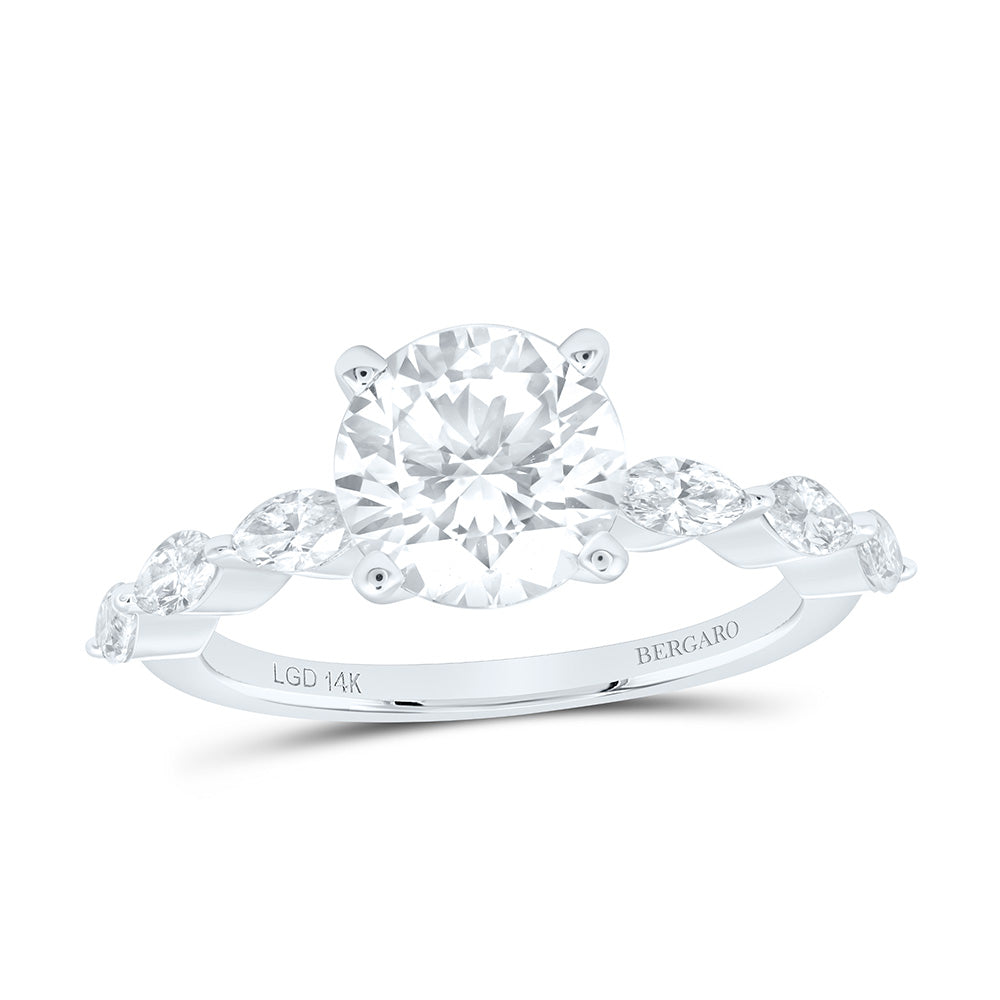 14K Yellow Or White Gold 2 1/2 Cttw Lab Grown Diamond 2 Cttw Center Round Engagement Ring