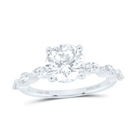 14K Yellow Or White Gold 2 1/2 Cttw Lab Grown Diamond 2 Cttw Center Round Engagement Ring