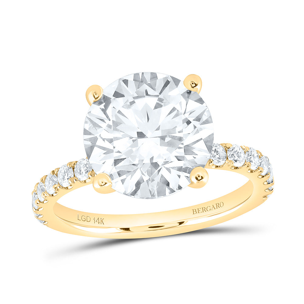 14K Yellow Or White Gold 6 1/2 Cttw Lab Grown Diamond 6 Cttw Center Round Engagement Ring