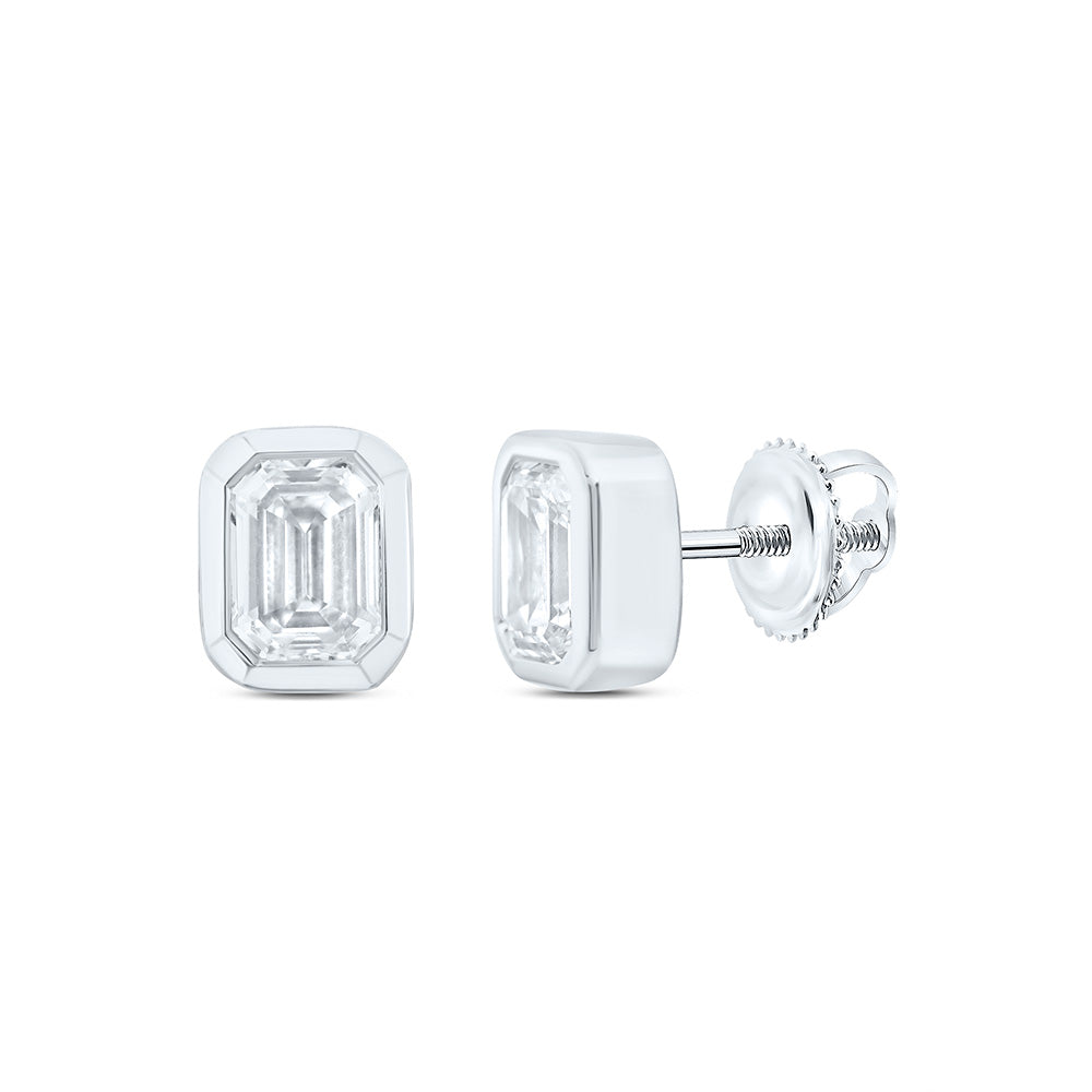 14K Yellow Or White Gold 1/2 Cttw Lab Grown Diamond Fashion Emerald Bezel Earring