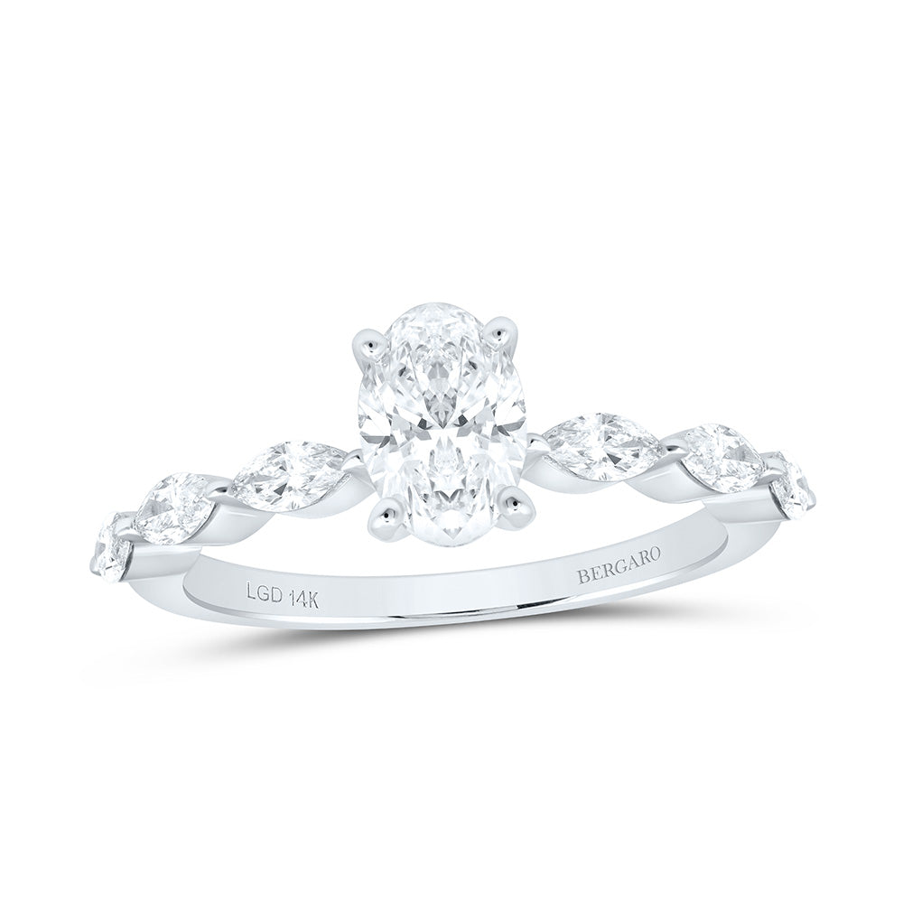 14K Yellow Or White Gold 1 1/2 Cttw Lab Grown Diamond 1 Cttw Center Oval Engagement Ring