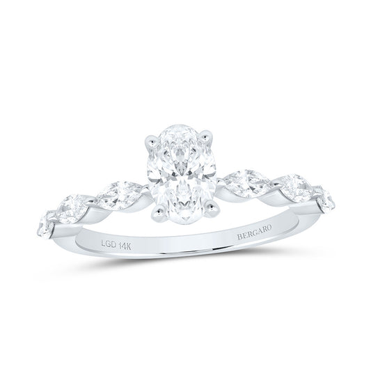 14K Yellow Or White Gold 1 1/2 Cttw Lab Grown Diamond 1 Cttw Center Oval Engagement Ring
