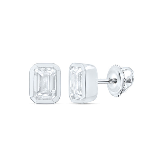 14K Yellow Or White Gold 1 Cttw Lab Grown Diamond Fashion Emerald Bezel Earring
