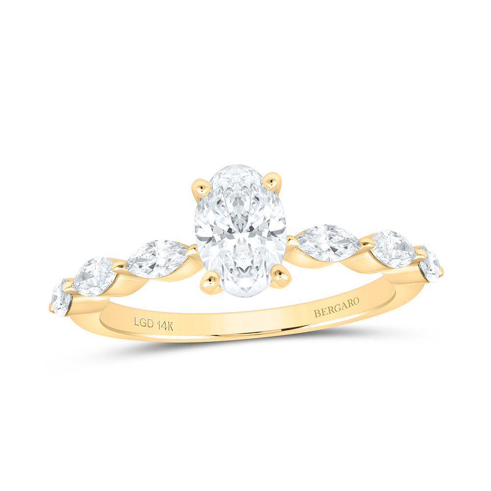 14K Yellow Or White Gold 1 1/2 Cttw Lab Grown Diamond 1 Cttw Center Oval Engagement Ring